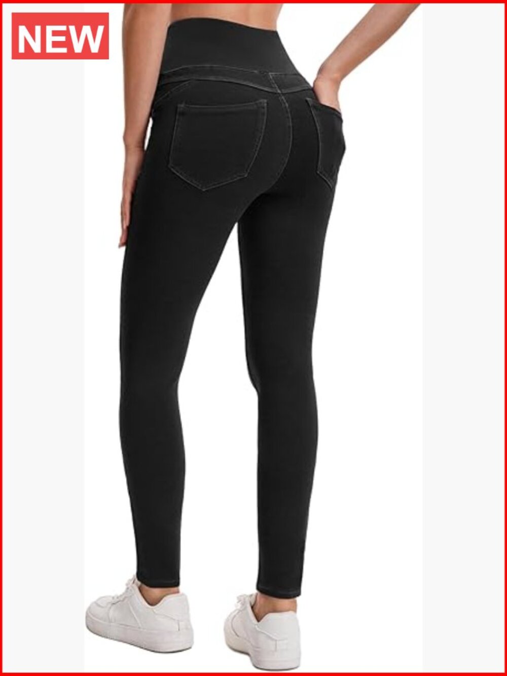 High Waisted Jeggings Tummy Control Slim Fit Pull On with Pockets Stretchy